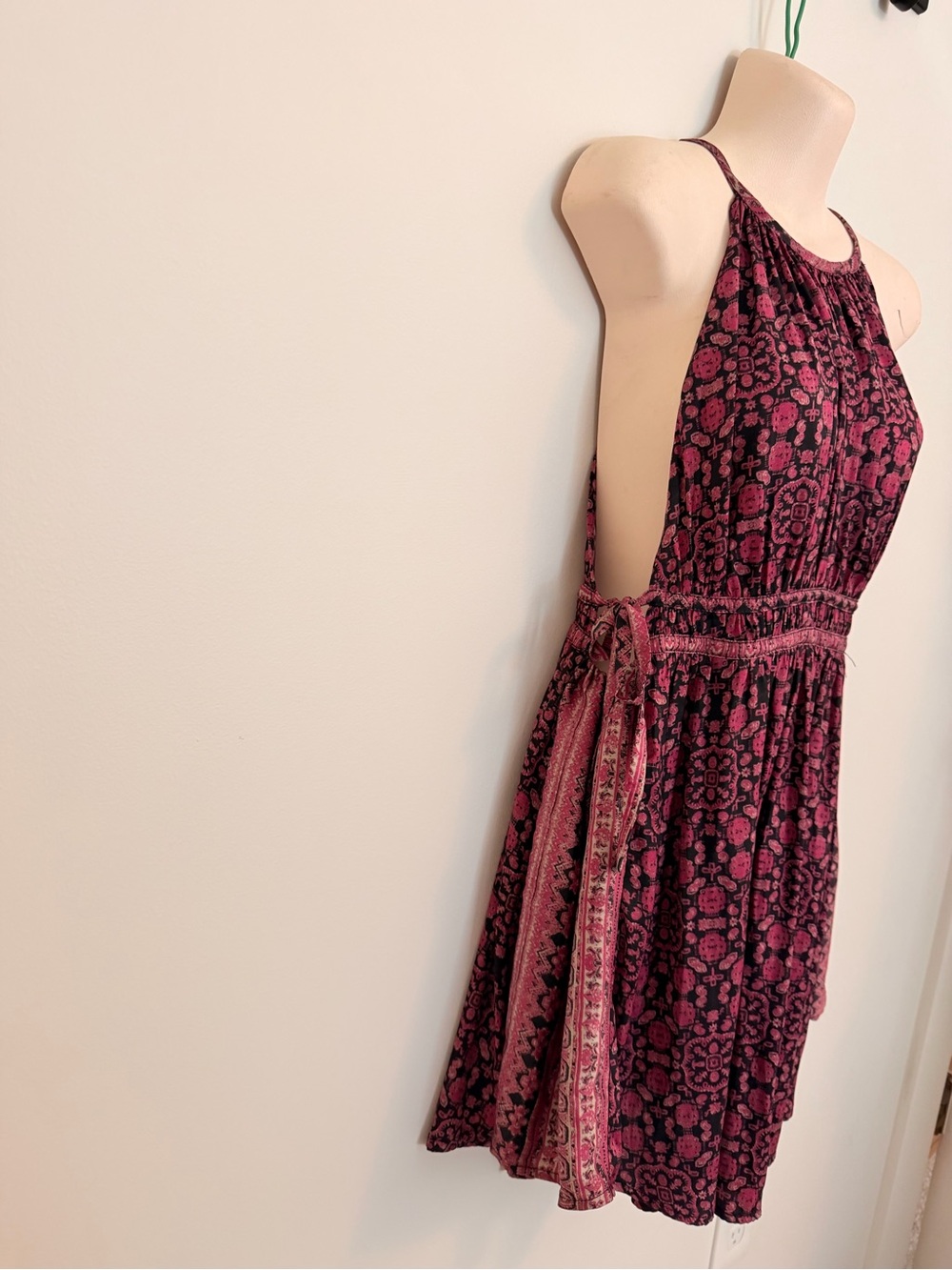 Free People Pink and Black Floral Halter Tunic - Picture 2 of 6
